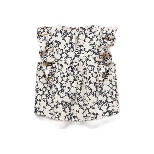 Mango Kids top met all over print zwart ecru Meisjes Katoen Ronde hals 116