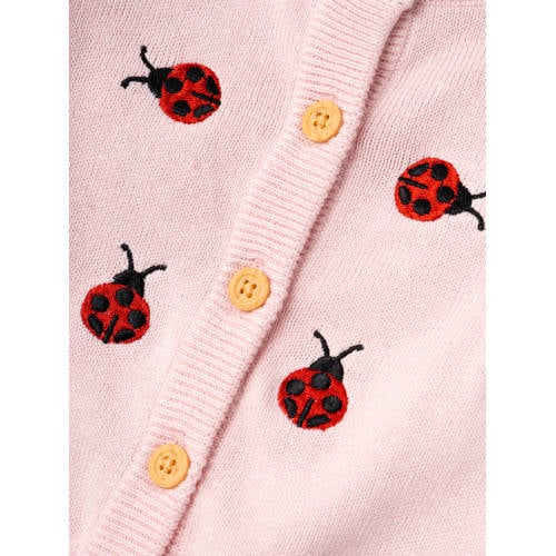 Name it BABY fijngebreid vest NBFFASILLE met all over print lichtroze Meisjes Katoen Ronde hals 74