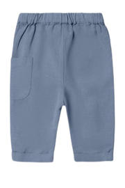 thumbnail: Grijsblauwe jongens NAME IT BABY baby broek van viscose met elastische tailleband met koord en effen
