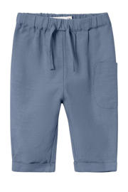 thumbnail: Grijsblauwe jongens NAME IT BABY baby broek van viscose met elastische tailleband met koord en effen