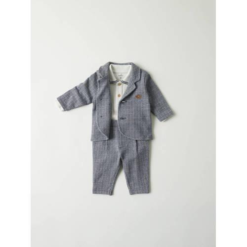 name it BABY gemêleerd colbert NBMFORT donkerblauw Jongens Katoen Reverskraag 50