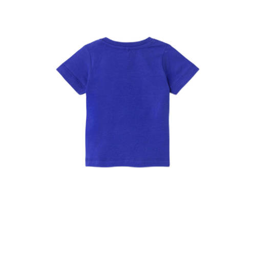 name it BABY T-shirt NBMFALVIN met tekst kobaltblauw Jongens Katoen Ronde hals 56