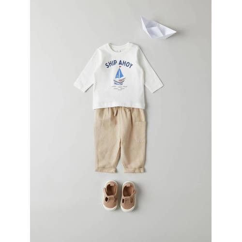 name it BABY broek NBMFAHER beige Jongens Viscose Effen 74