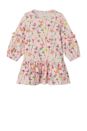 gebloemde baby jurk NBFFOLIA roze/groen