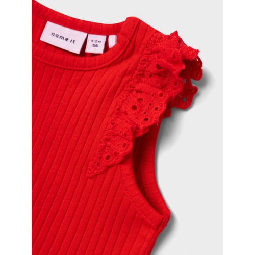 name it BABY top NBFFENNAS rood Meisjes Katoen Ronde hals Effen 56