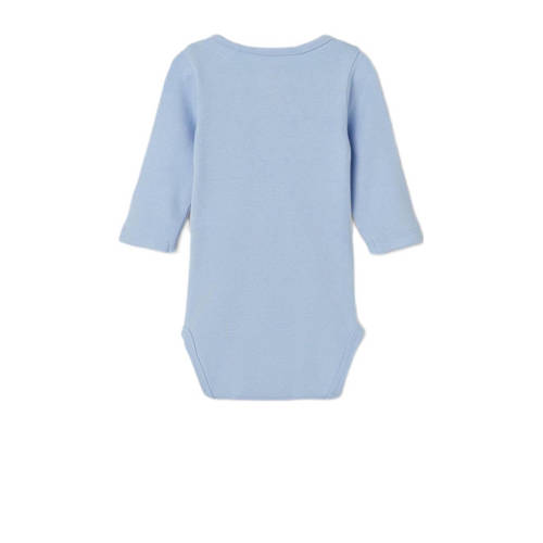 Name it BABY Romper Blauw Jongens Katoen Ronde hals Effen 62