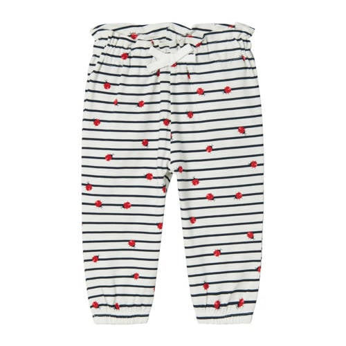 NAME IT BABY baby regular fit broek NBFFELIAS met all over print wit/blauw/rood Meisjes Biologisch katoen