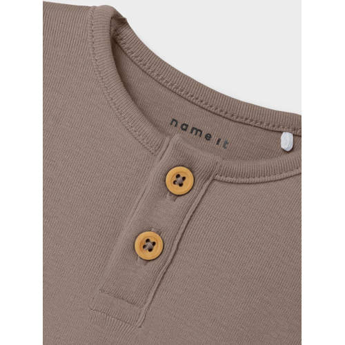 name it BABY romper NBMFANNO blauw Bruin Jongens Katoen Ronde hals Effen 68