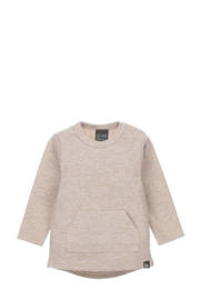 thumbnail: Beige jongens Babystyling longsleeve van stretchkatoen met effen, lange mouwen, ronde hals en drukknoopsluiting