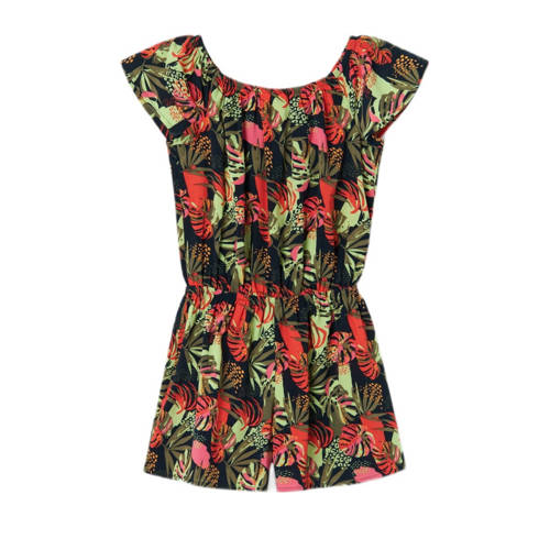 Name it KIDS playsuit NKFVINAYA met all over print donkerblauw groen rood Meisjes Polyester Boothals 116