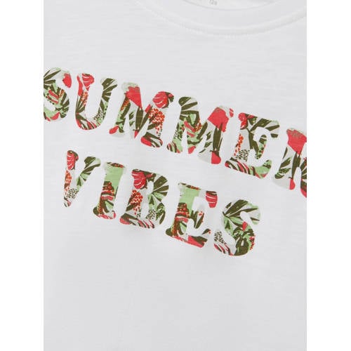 name it KIDS T-shirt NKFFAMMA met tekst wit jungle Meisjes Katoen Ronde hals 116