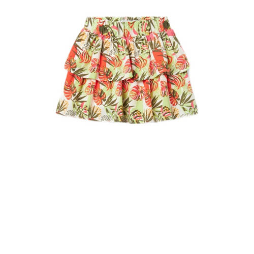 Name it KIDS gebloemde rok NKFVINAYA groen rood wit Meisjes Gerecycled polyester 116