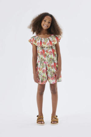 playsuit NKFVINAYA met all over print groen/ecru/roze
