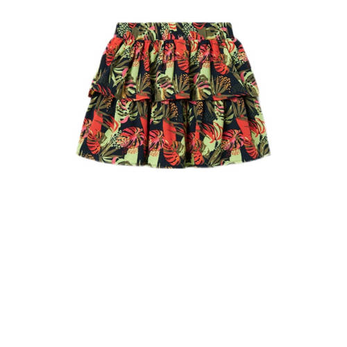 name it KIDS gebloemde rok NKFVINAYA groen donkerblauw rood Meisjes Gerecycled polyester 116