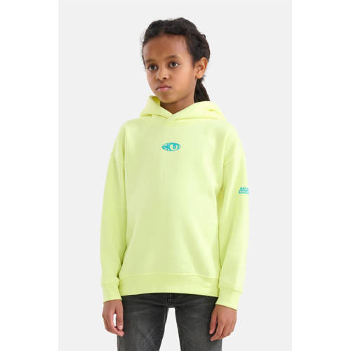 Shoeby hoodie met printopdruk lime Sweater Groen Jongens Polyester Capuchon 134 140