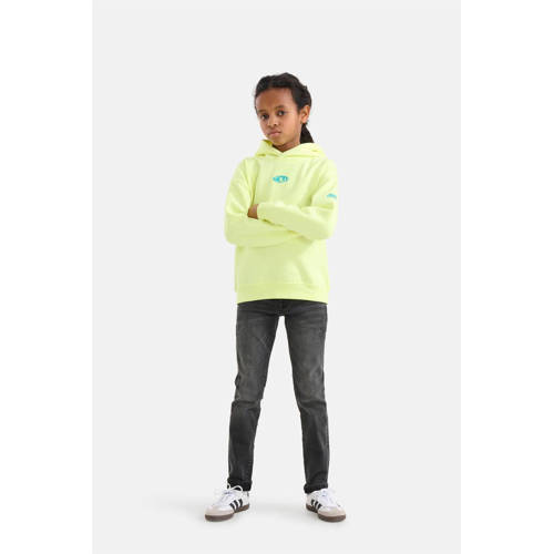 Shoeby hoodie met printopdruk lime Sweater Groen Jongens Polyester Capuchon 134 140