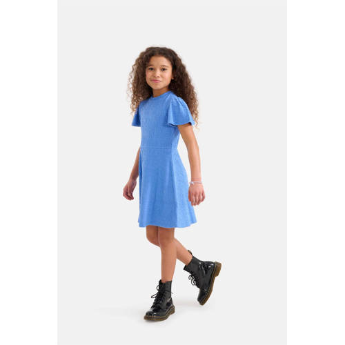 Shoeby jurk blauw Meisjes Viscose Ronde hals Effen 98 104