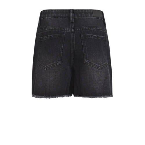 Shoeby high waist regular fit denim short zwart Meisjes Katoen Effen 110 116