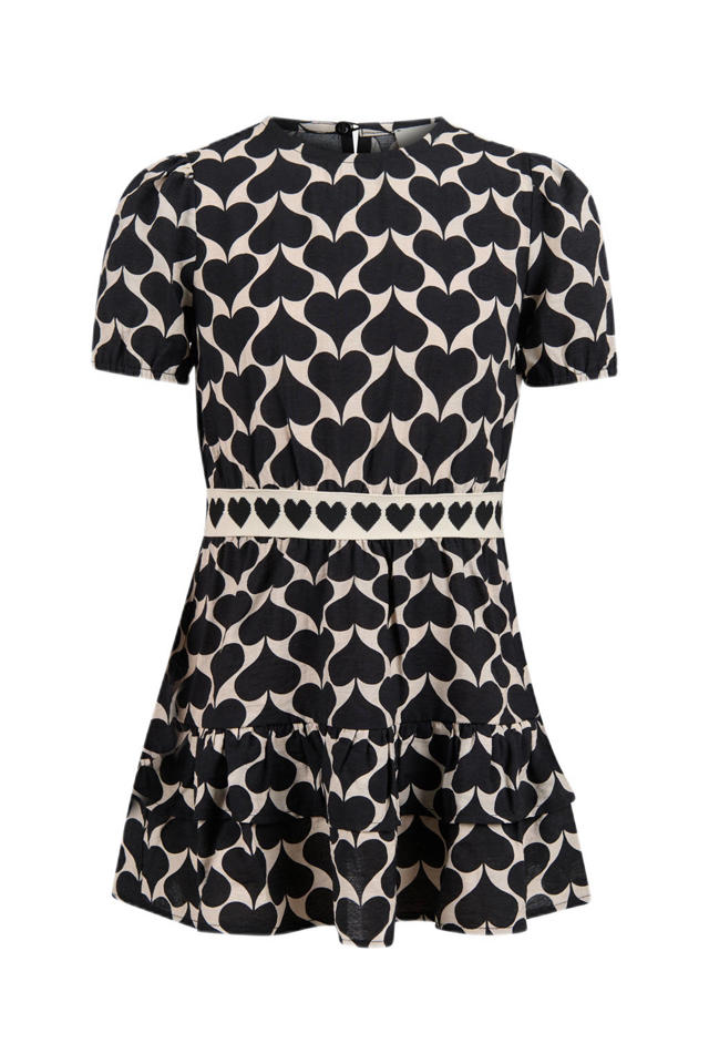 Shoeby jurk met hartjes zwart