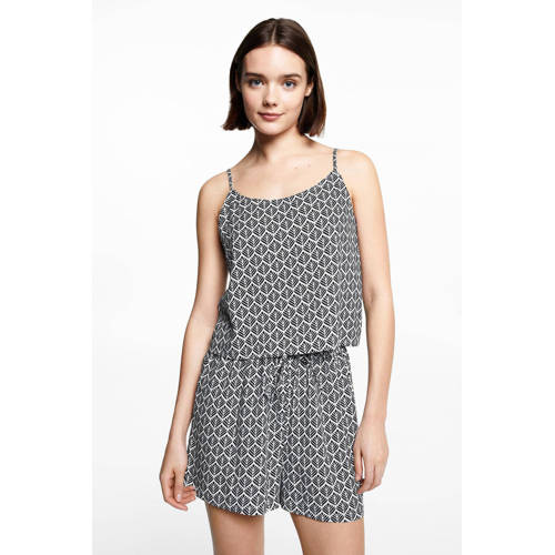 Mango Kids shortama met all over print donkerblauw Meisjes Viscose Ronde hals 152(XXS)