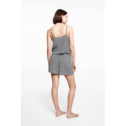 Mango Kids shortama met all over print donkerblauw Meisjes Viscose Ronde hals 152(XXS)