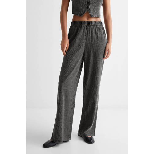 Mango Kids wide leg broek antraciet Grijs Meisjes Katoen Effen 152(XXS)