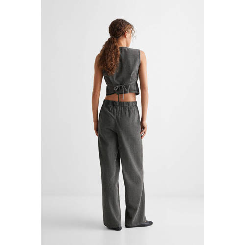 Mango Kids wide leg broek antraciet Grijs Meisjes Katoen Effen 152(XXS)