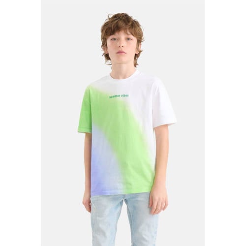 Shoeby T-shirt groen lila wit Jongens Katoen Ronde hals Meerkleurig 134 140