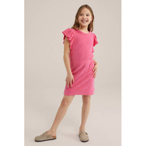 WE Fashion badstof jurk shrimp Roze Effen 98 104