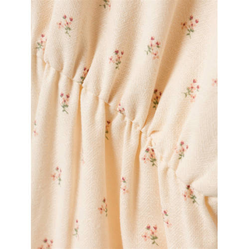 LIL' ATELIER MINI regular fit tuinbroek NMFFAMAJA met all over print ecru Meisjes Katoen Vierkante hals 98