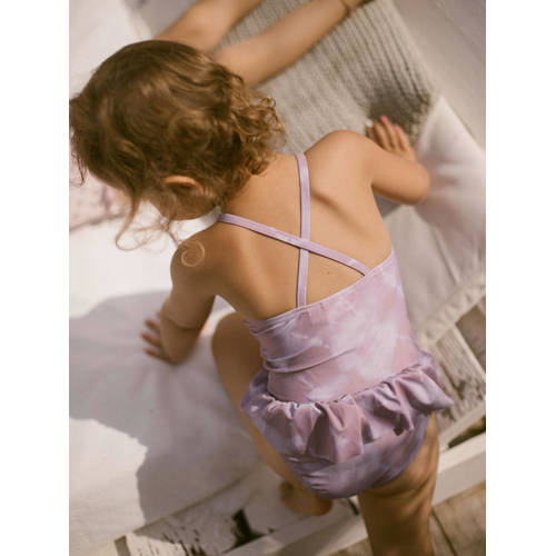 LIL' ATELIER MINI badpak NMFFABIA met ruches donkerroze Meisjes Polyamide 122