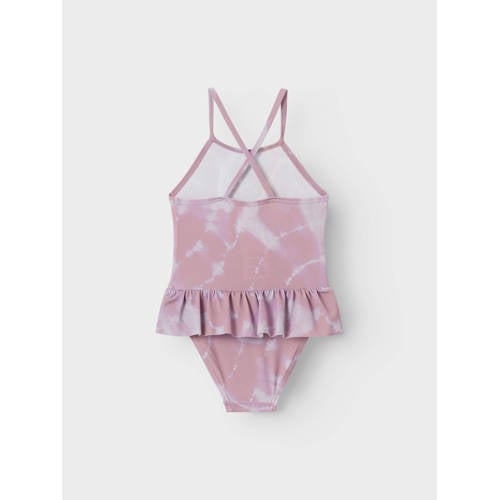LIL' ATELIER MINI badpak NMFFABIA met ruches donkerroze Meisjes Polyamide 122