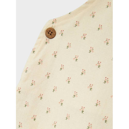 LIL' ATELIER BABY regular fit tuinbroek NBFFAMAJA met all over print ecru Meisjes Katoen Vierkante hals 68