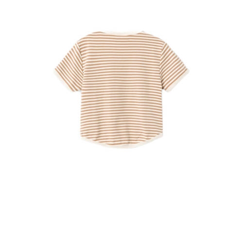 LIL' ATELIER MINI gestreept T-shirt NMMGEO bruin offwhite Jongens Katoen Ronde hals 110