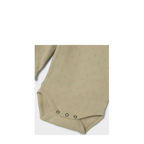 LIL' ATELIER BABY romper NBFGAGO lichtgroen Meisjes Katoen Ronde hals All over print 68