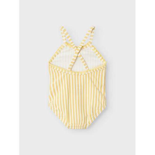 LIL' ATELIER BABY badpak NBFFARROW geel wit Meisjes Polyester Streep 68