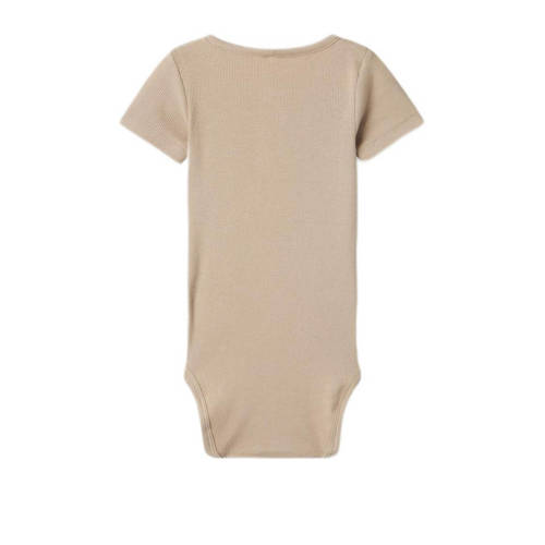 name it BABY romper NBMKAB zand Beige Jongens Katoen Ronde hals Effen 50