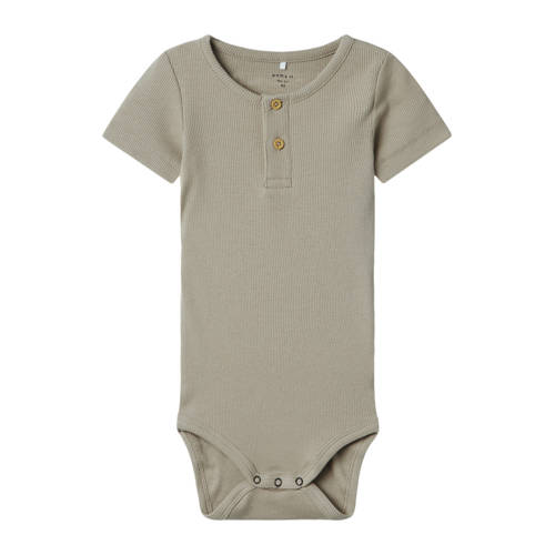 NAME IT BABY romper NBMKAB zand Beige Jongens Stretchkatoen Ronde hals - maat 62 afbeelding