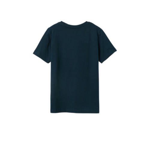 Name it KIDS Minecraft T-shirt NKMMOBIN met printopdruk donkerblauw Biologisch katoen Ronde hals 146 152