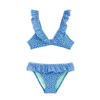 WE Fashion triangel bikini met ruches blauw/wit