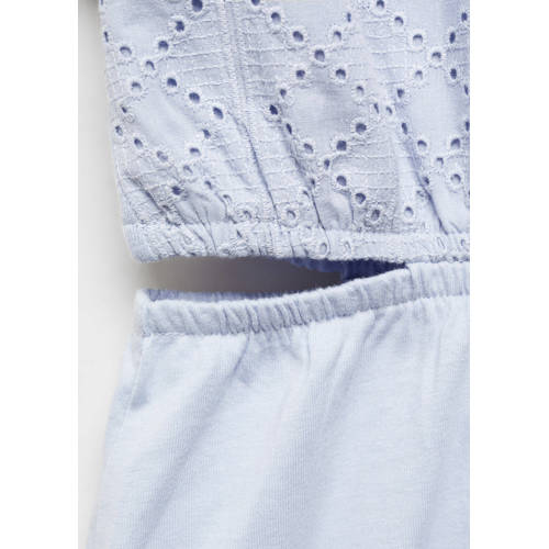 Mango Kids jurk pastelblauw Meisjes Katoen Ronde hals Effen 164