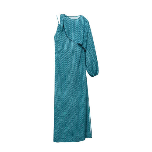 Mango Kids maxi jurk met all over print aquablauw Meisjes Viscose Ronde hals - 172(L)