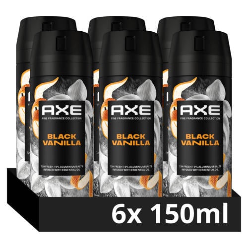 Axe Fine Fragrance Collection Black Vanilla premium deodorant bodyspray - 6 x 150 ml afbeelding