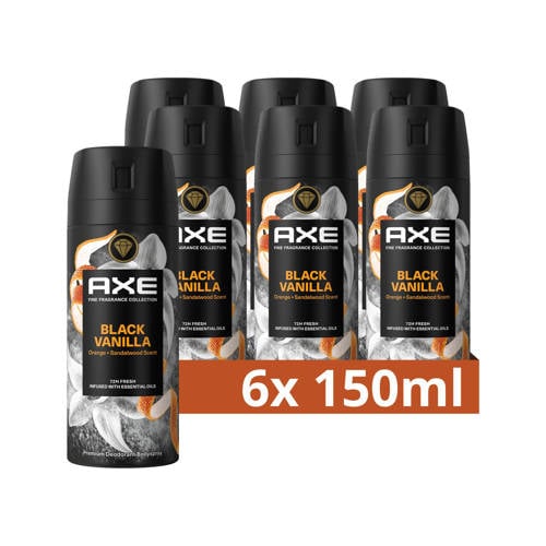 Axe Fine Fragrance Collection Black Vanilla premium deodorant bodyspray - 6 x 150 ml