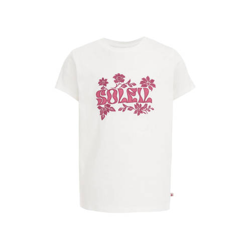 WE Fashion T-shirt met printopdruk Wit Meisjes Katoen Ronde hals Printopdruk - 110/116