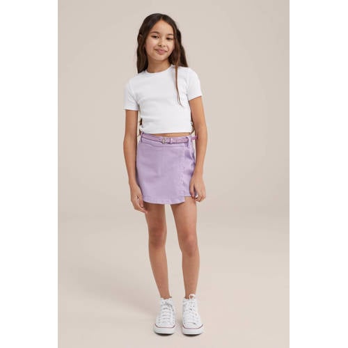 WE Fashion T-shirt wit Meisjes Katoen Ronde hals Effen 122 128