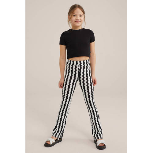 WE Fashion T-shirt zwart Meisjes Katoen Ronde hals Effen 122 128