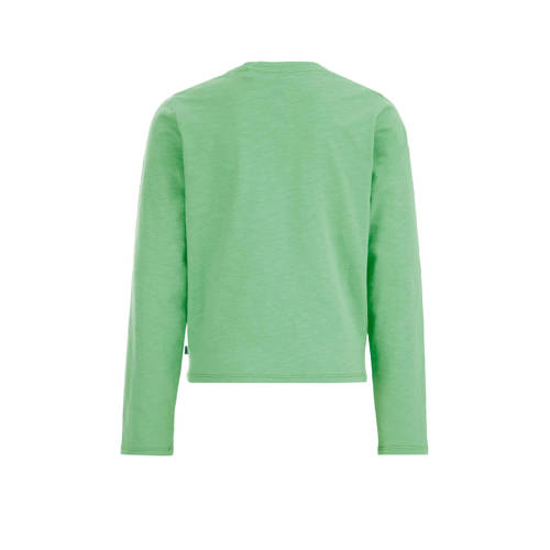 WE Fashion longsleeve met printopdruk groen Meisjes Katoen Ronde hals Printopdruk 98 104