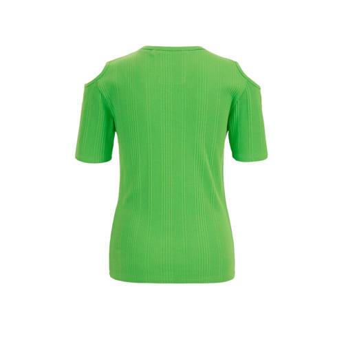 WE Fashion T-shirt groen Meisjes Stretchkatoen Ronde hals Effen 98 104