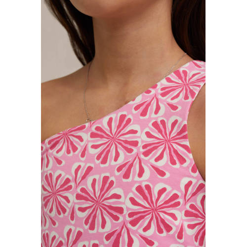 WE Fashion one shoulder top prism pink Roze All over print 158 164